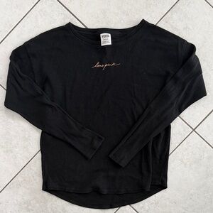 Black Long Sleeve Waffle Top